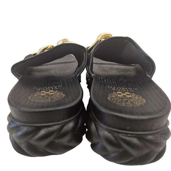 Vince Camuto Black Slides With Gold Chain Detail - Size 10 - Picture 6 of 13